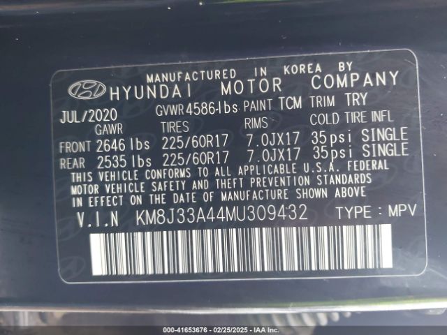 KM8J33A44MU309432 Hyundai Tucson Value