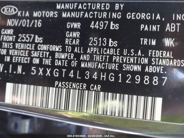 5XXGT4L34HG129887 KIA Optima Lx