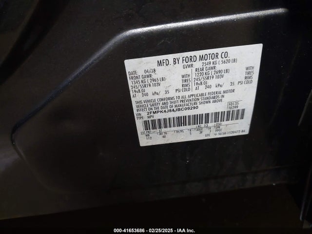 Ford EDGE SEL 2018 2FMPK4J84JBC09290 Image 9