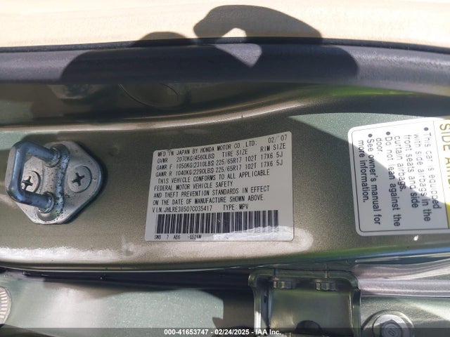 Aukcja sprzedaży 2007 Honda Cr-v Ex, vin: JHLRE38507C035417, numer aukcji: 41653747