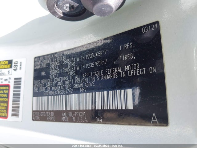 Toyota SIENNA XLE 2021 5TDYRKEC0MS034742 Image 9