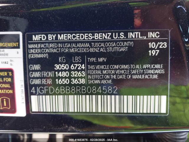4JGFD6BB8RB084582 Mercedes-Benz m256