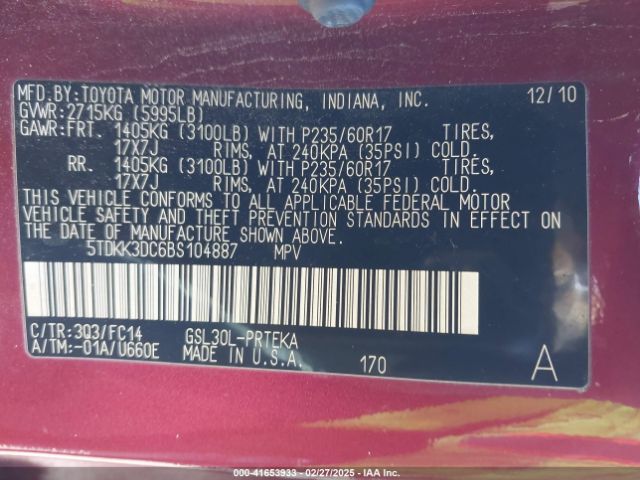 2011 TOYOTA SIENNA 5TDKK3DC6BS104887 Photo 8