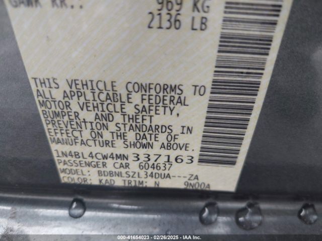 1N4BL4CW4MN337163 Nissan Altima Sr Intelligent Awd