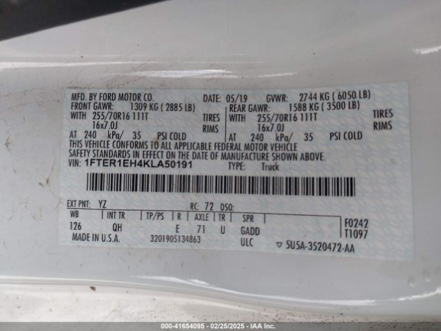 1FTER1EH4KLA50191 Ford RANGER XL