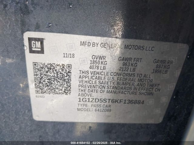 1G1ZD5ST6KF136884 Chevrolet MALIBU LT