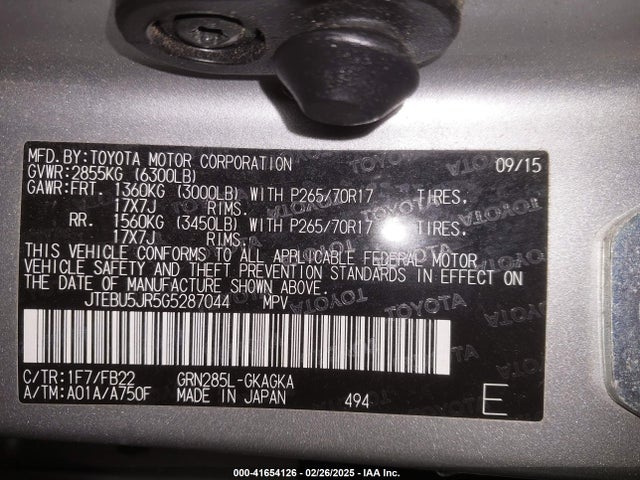 JTEBU5JR5G5287044 Toyota 4RUNNER SR5