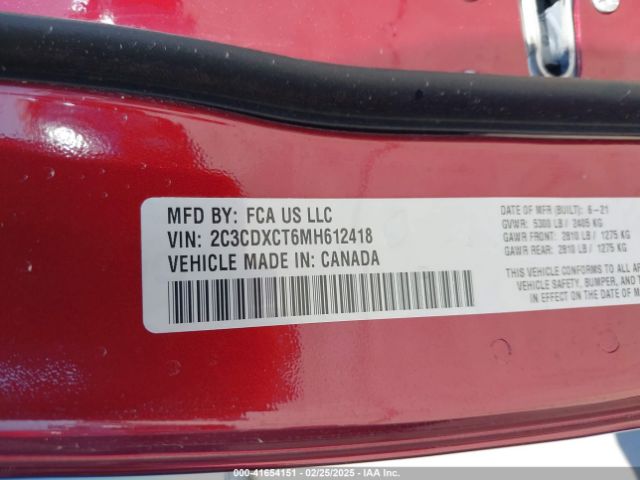 2C3CDXCT6MH612418 Dodge Charger R/t Rwd