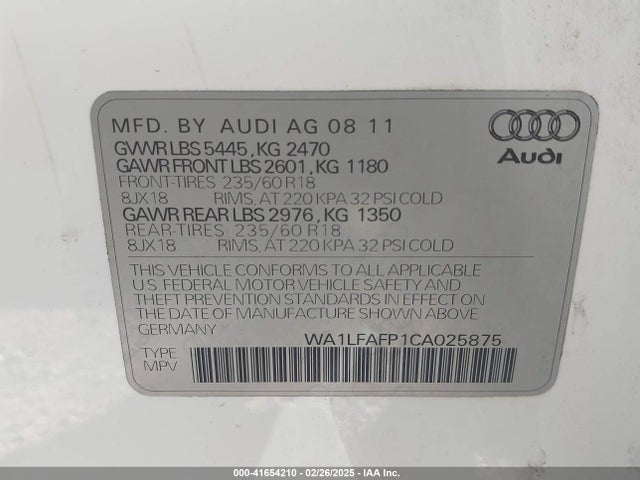 2012 AUDI Q5 WA1LFAFP1CA025875 Photo 8