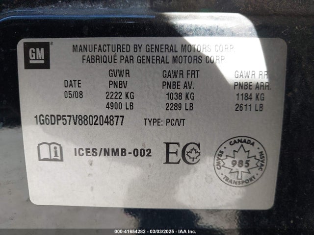 2008 CADILLAC CTS 1G6DP57V880204877 Photo 8
