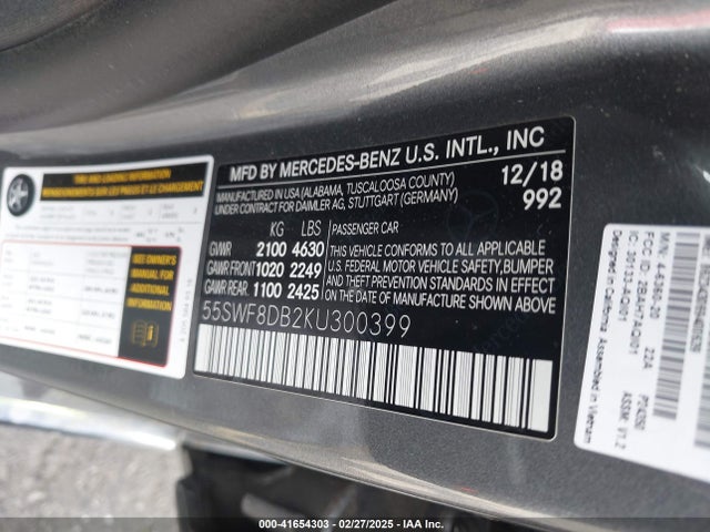 55SWF8DB2KU300399 Mercedes-Benz C 300