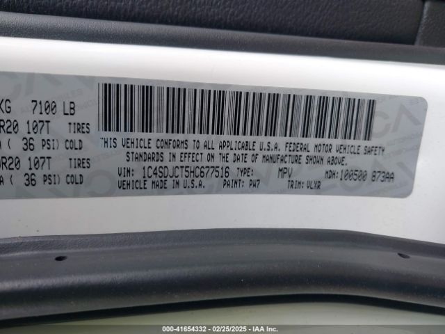 1C4SDJCT5HC677516 Dodge Durango R/t Awd