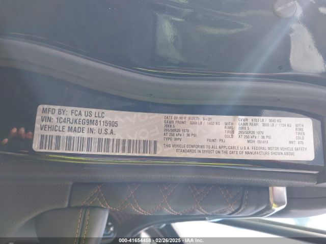 1C4RJKEG9M8115905 Jeep Grand Cherokee L Summit 4x4
