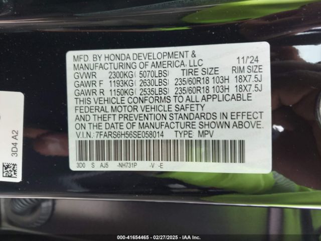 7FARS6H56SE058014 Honda Cr-v Hybrid Sport
