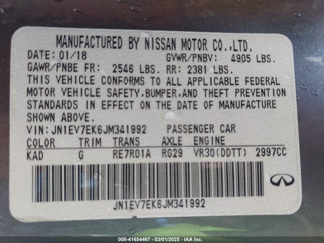 JN1EV7EK6JM341992 Infiniti Q60 3.0t Luxe