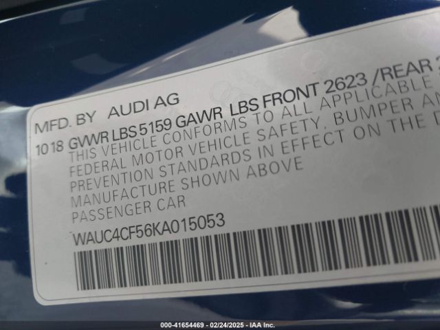 WAUC4CF56KA015053 Audi S5 3.0t Premium
