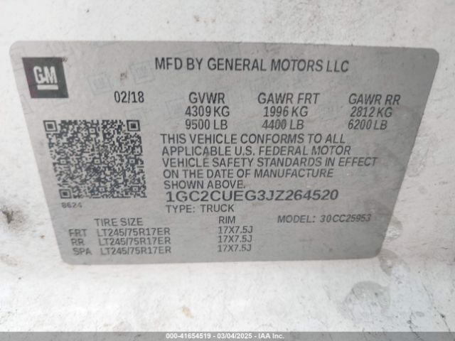 1GC2CUEG3JZ264520 Chevrolet Silverado 2500hd Wt
