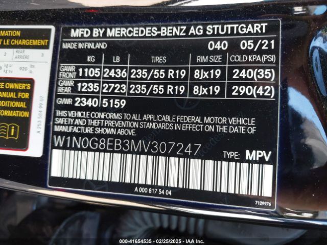 W1N0G8EB3MV307247 Mercedes-Benz Glc 300 4matic Suv