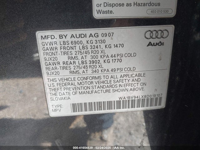 2008 AUDI Q7 WA1BV94LX8D019107 Photo 8