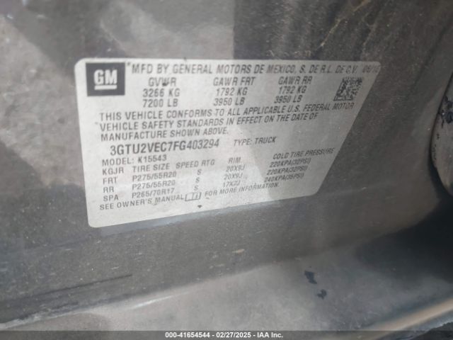 3GTU2VEC7FG403294 GMC Sierra 1500 Slt