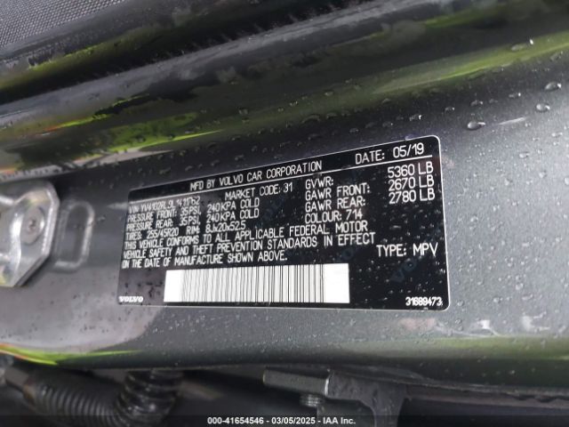YV4102RL9L1411762 Volvo Xc60 T5 Inscription