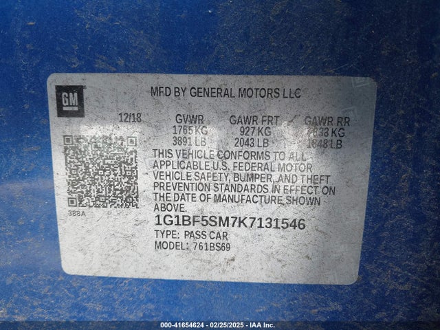 1G1BF5SM7K7131546 Chevrolet Cruze Premier
