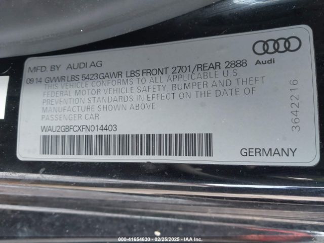 WAU2GBFCXFN014403 Audi A7 3.0t Premium Plus