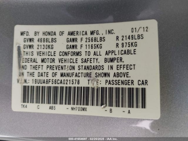 2012 ACURA TL 19UUA8F56CA021578 Photo 8