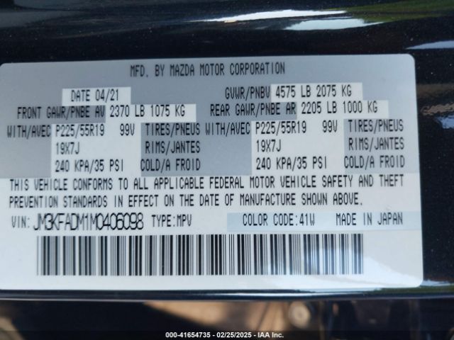 JM3KFADM1M0406098 Mazda Cx-5 Grand Touring