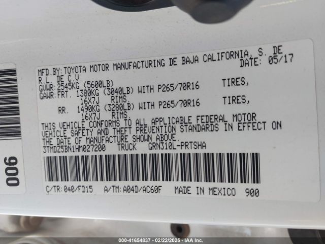 3TMDZ5BN1HM027200 Toyota Tacoma Trd Off Road