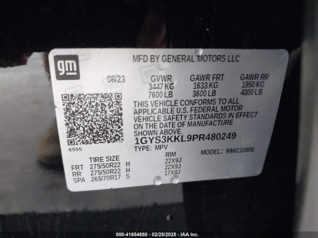 1GYS3KKL9PR480249 Cadillac Escalade Esv 2wd Premium Luxury