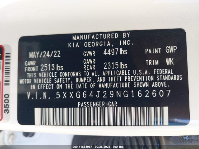 5XXG64J29NG162607 KIA K5 Gt-line