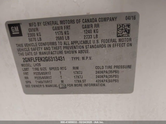 Chevrolet EQUINOX LT 2016 2GNFLFEK2G6313431 Image 9