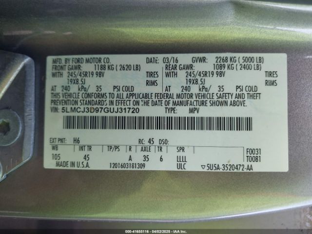 5LMCJ3D97GUJ31720 Lincoln Mkc Reserve