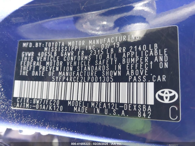 Toyota COROLLA SE 2020 5YFP4RCE2LP001305 Image 9