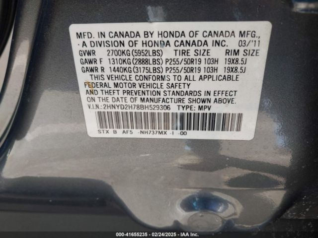 2011 ACURA MDX 2HNYD2H78BH529306 Photo 8