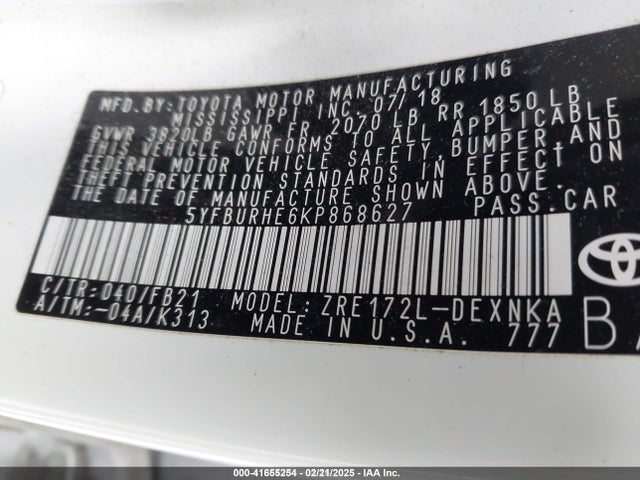 Toyota COROLLA LE 2019 5YFBURHE6KP868627 Image 9