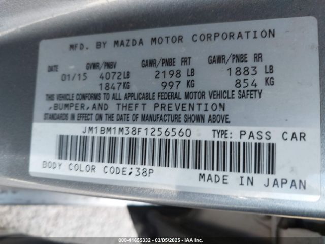 JM1BM1M38F1256560 Mazda Mazda3 S Grand Touring