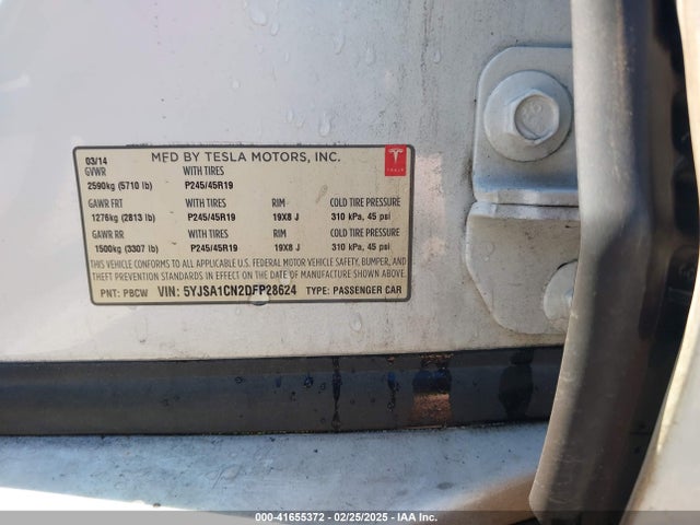 2013 TESLA MODEL S 5YJSA1CN2DFP28624 Photo 8