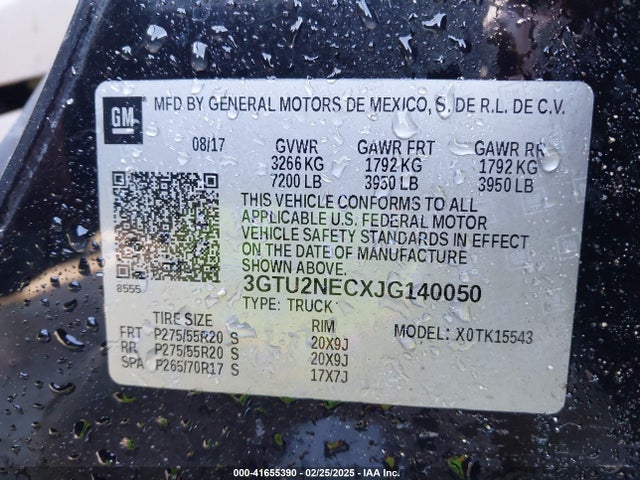 3GTU2NECXJG140050 GMC Sierra 1500 Slt