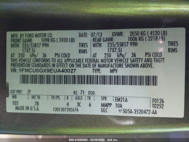 1FMCU0GX9EUA40027 Ford ESCAPE SE