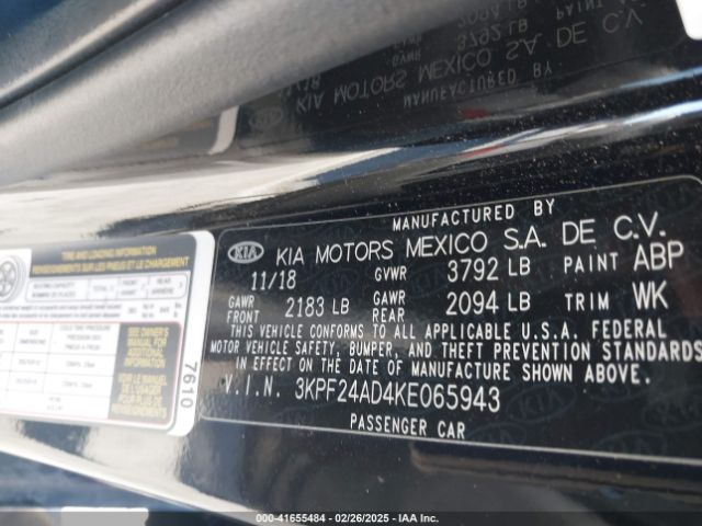 3KPF24AD4KE065943 KIA Forte Lxs