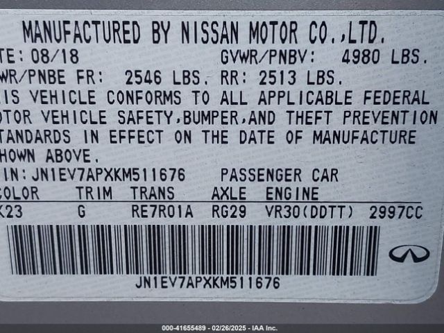 JN1EV7APXKM511676 Infiniti Q50 3.0t Luxe