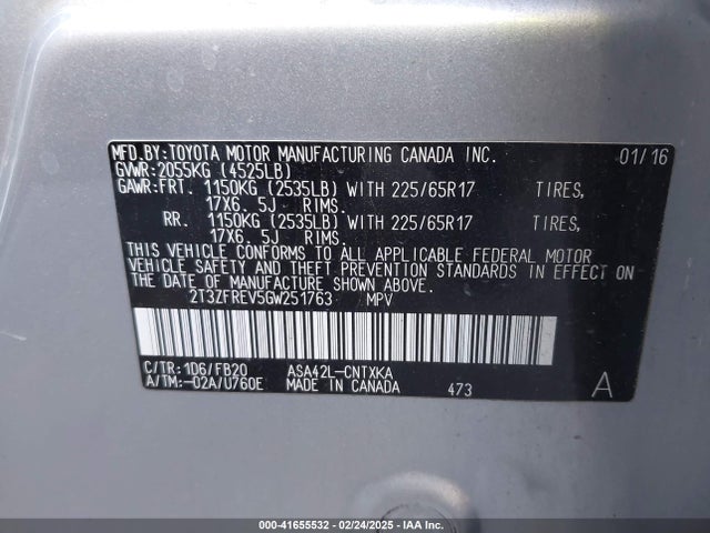Toyota RAV4 LE 2016 2T3ZFREV5GW251763 Image 9