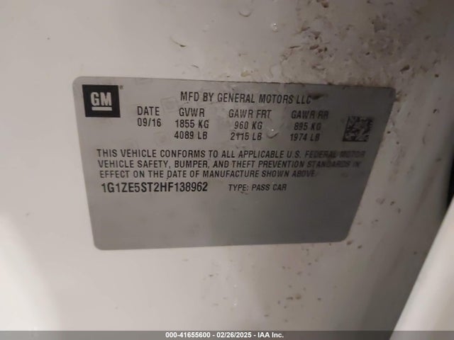 1G1ZE5ST2HF138962 Chevrolet MALIBU 1LT