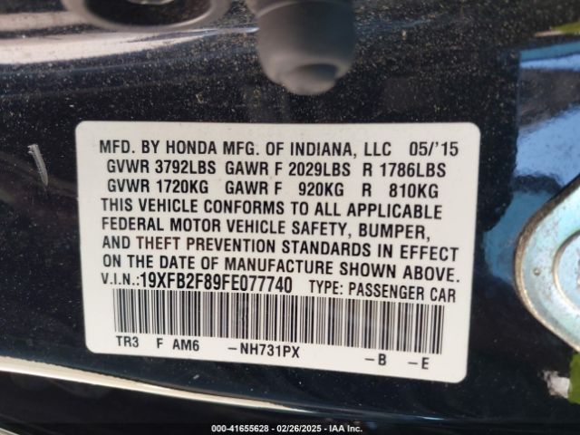 19XFB2F89FE077740 Honda CIVIC EX