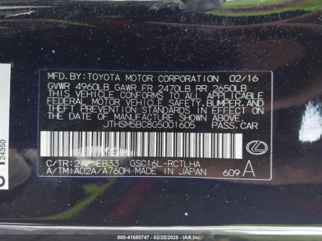 JTHSM5BC8G5001605 Lexus RC 300