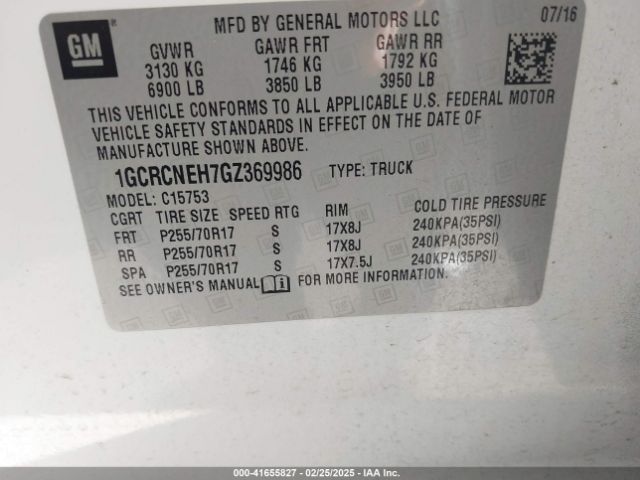 1GCRCNEH7GZ369986 Chevrolet Silverado 1500 Wt