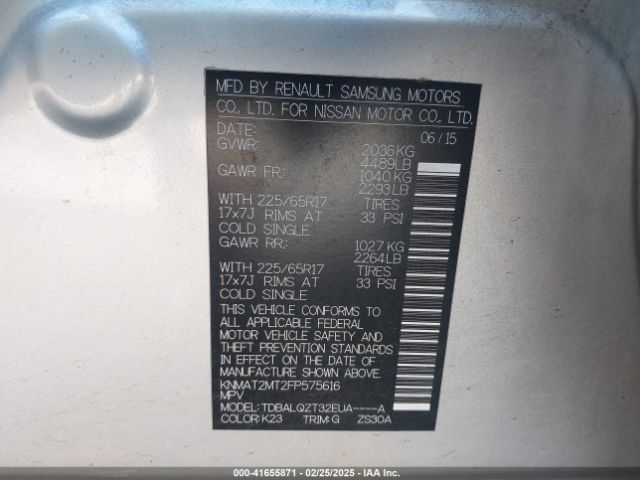 KNMAT2MT2FP575616 Nissan ROGUE SV