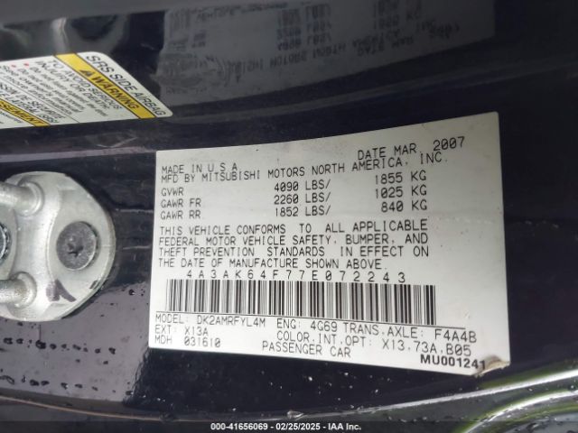 2007 MITSUBISHI ECLIPSE 4A3AK64F77E072243 Photo 8